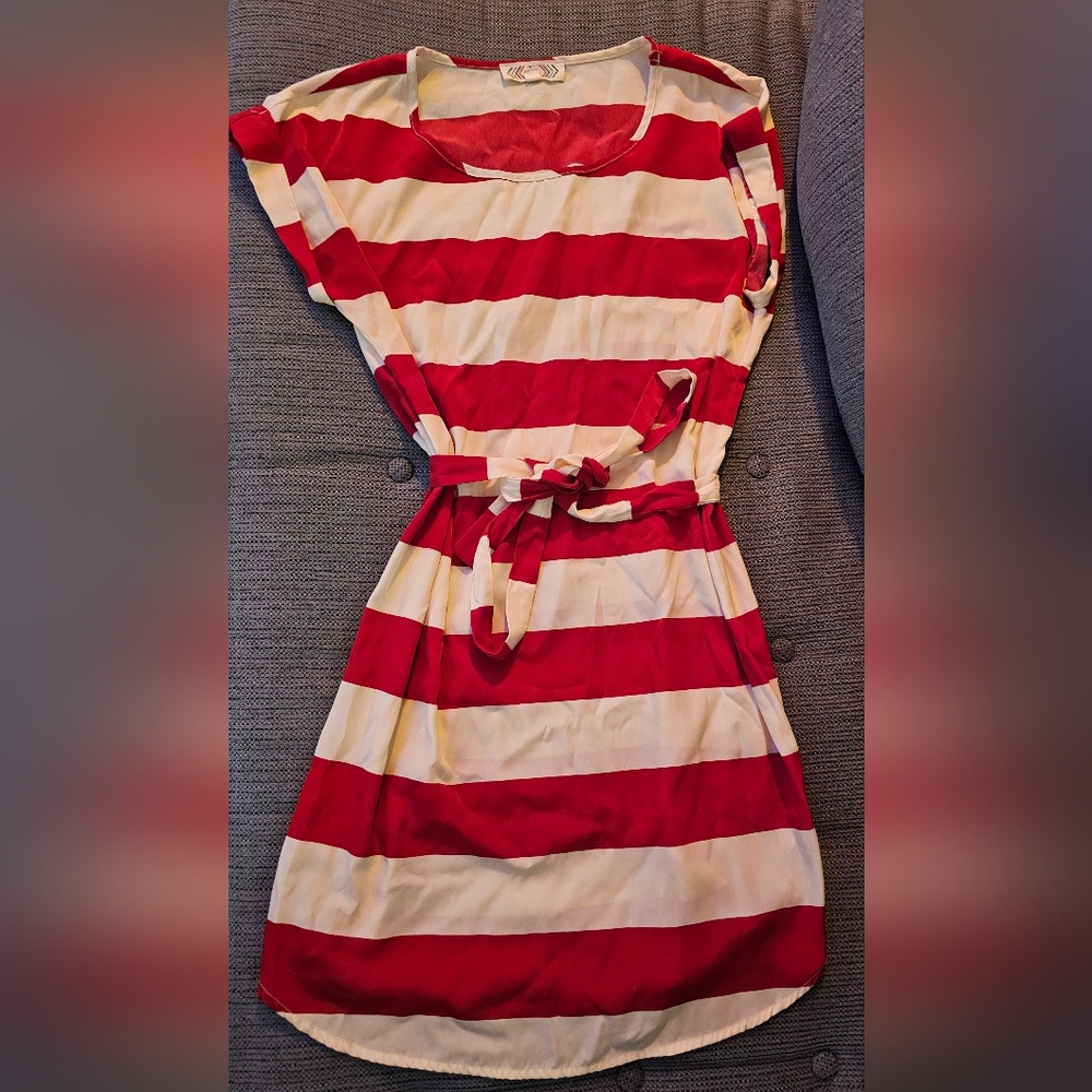 Red & White Striped Mini Dress